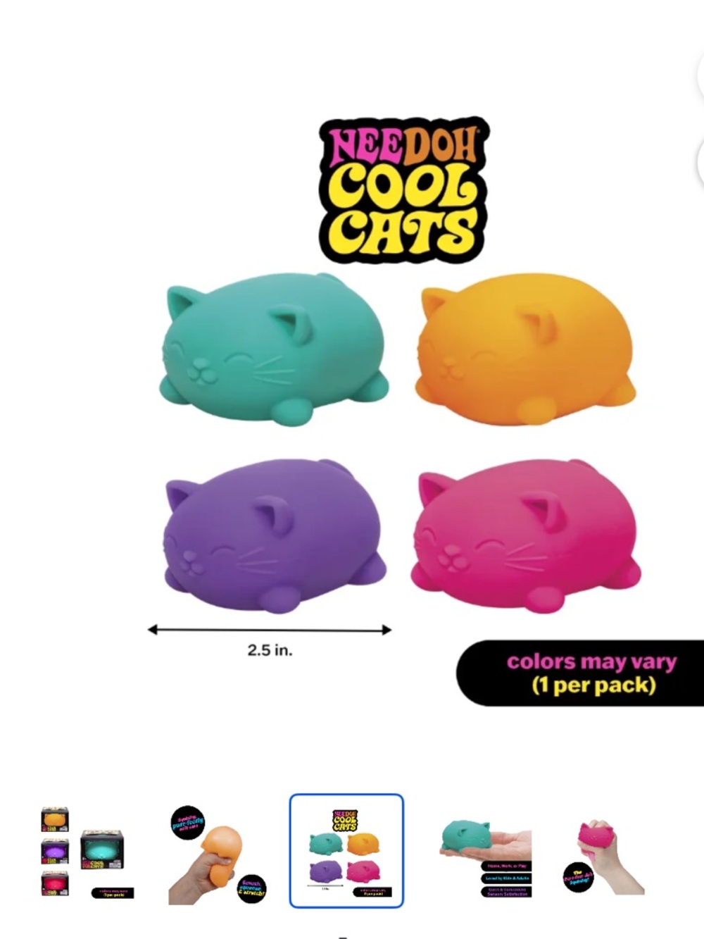 Need Oh Cool Cats Squishy Cat Stress Toy - Teal or Pink